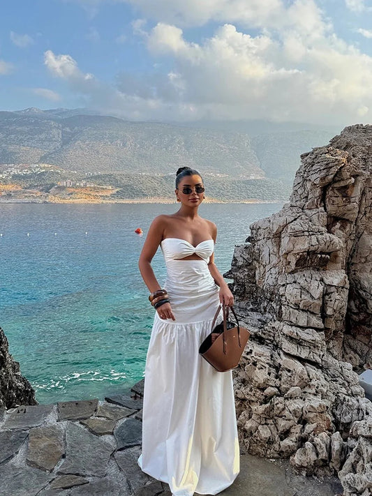 Donna Hollow-out Cinched Elegant Dress