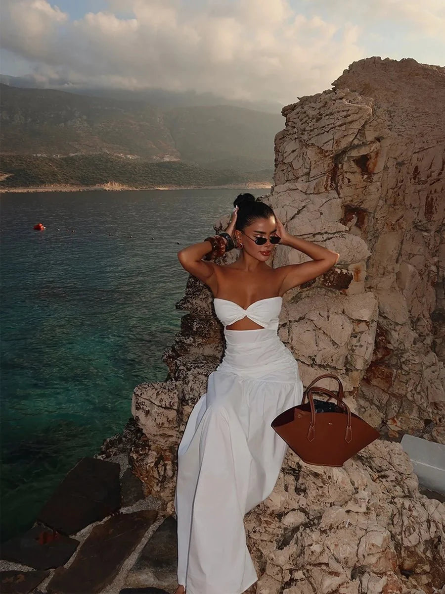 Donna Hollow-out Cinched Elegant Dress