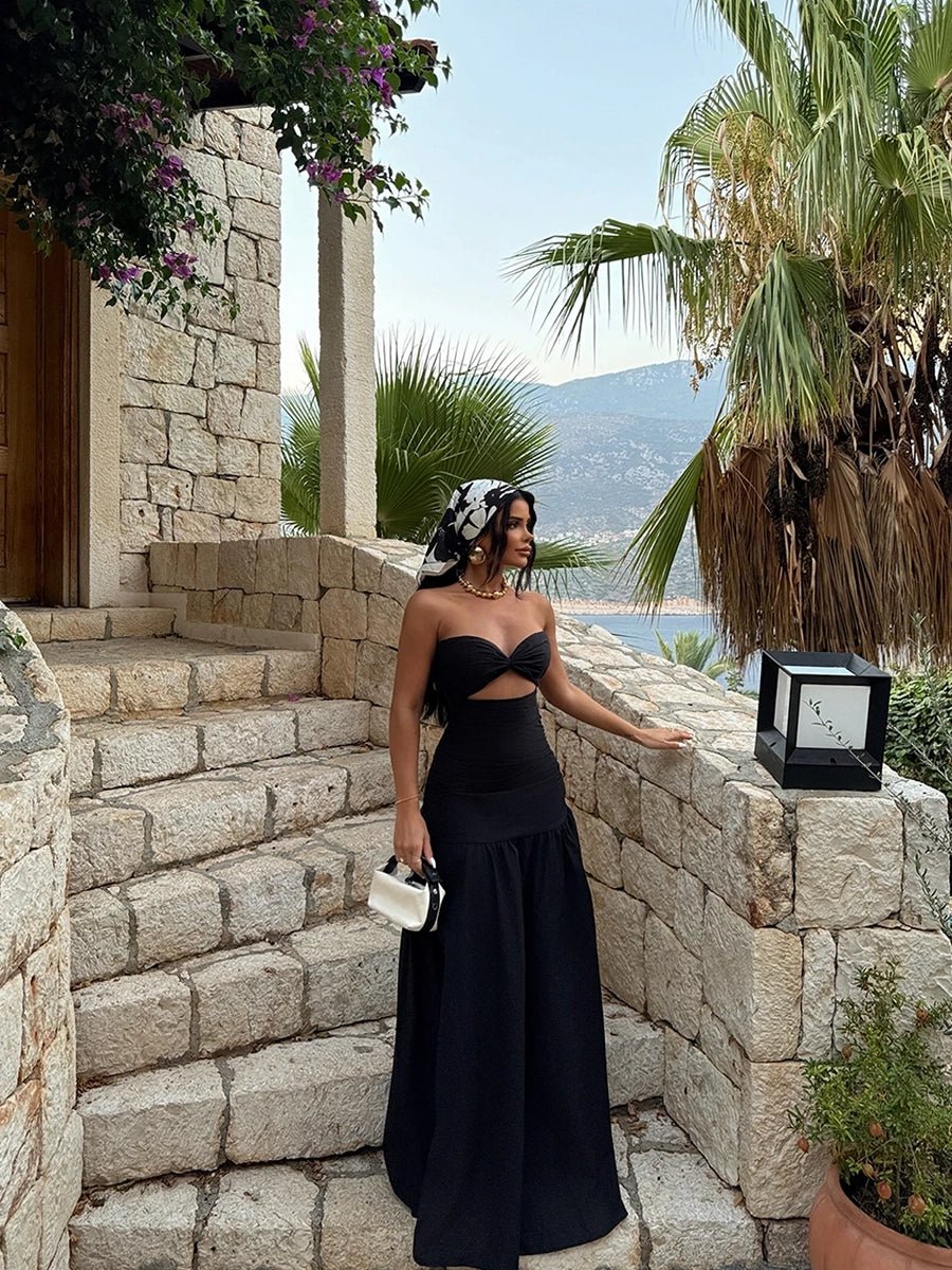 Donna Hollow-out Cinched Elegant Dress