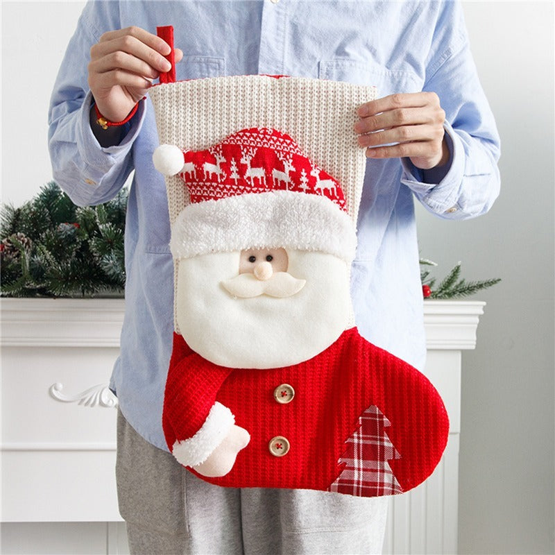 Knitted Christmas Stocking Santa Decor