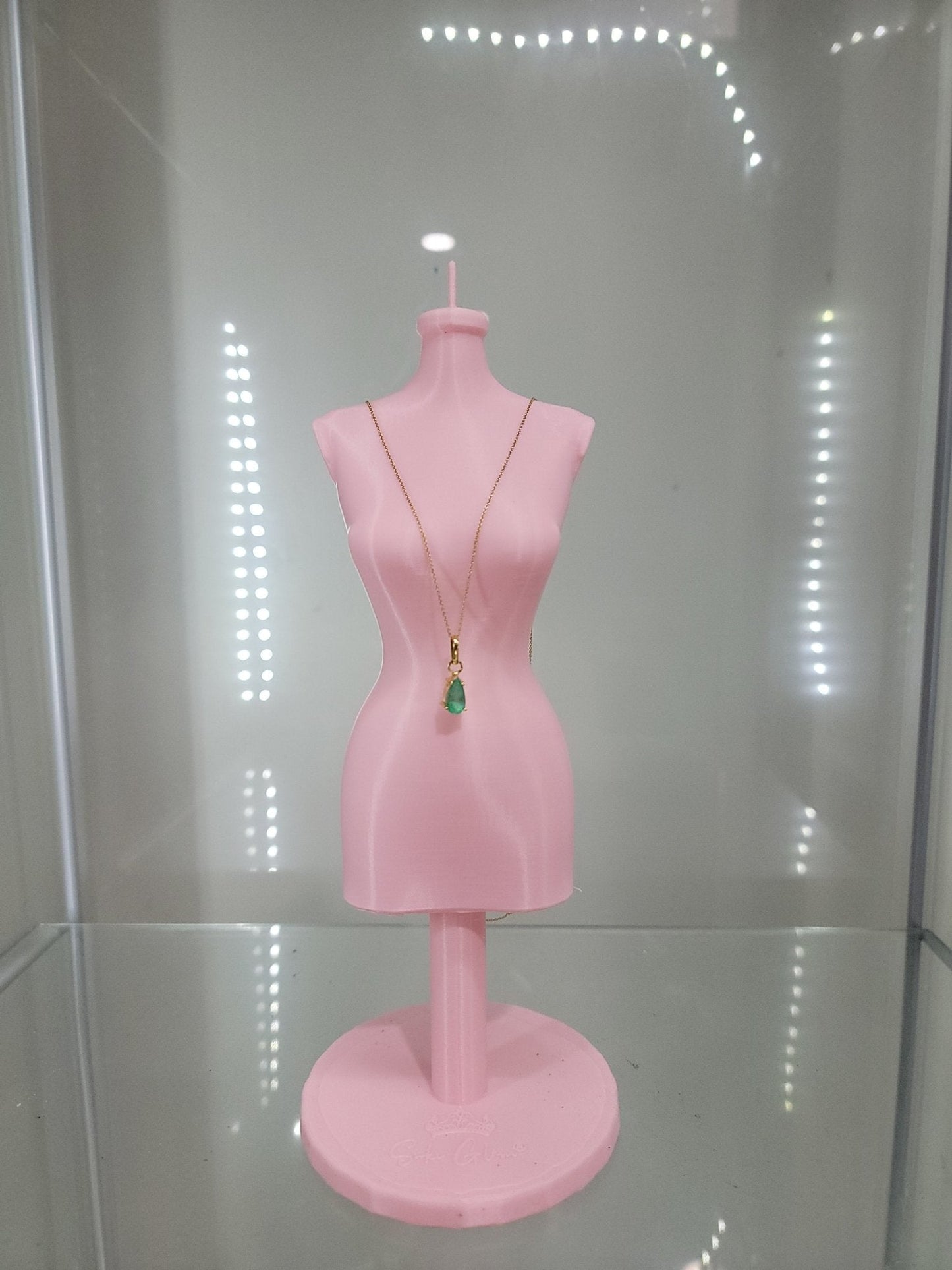 Elegant Pink Mannequin Jewelry Stand - Perfect for Displaying Necklaces & Accessories