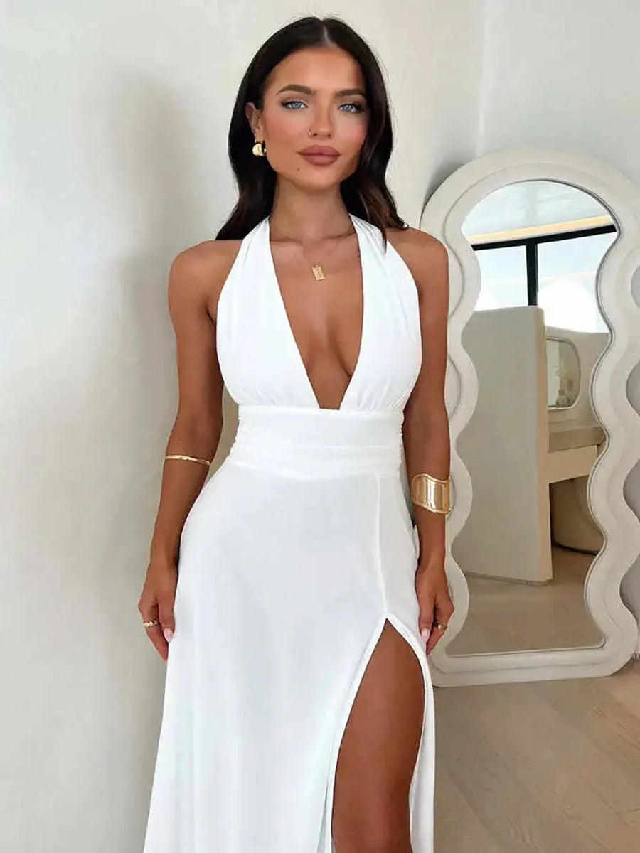 Fredrick Sexy Halterneck V-neck Dress Summer