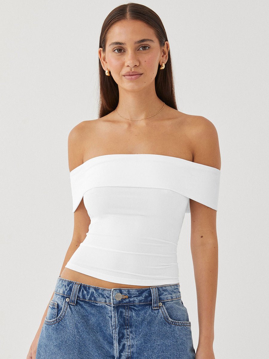 Kristy Tube Top Sexy T-shirt Off-shoulder