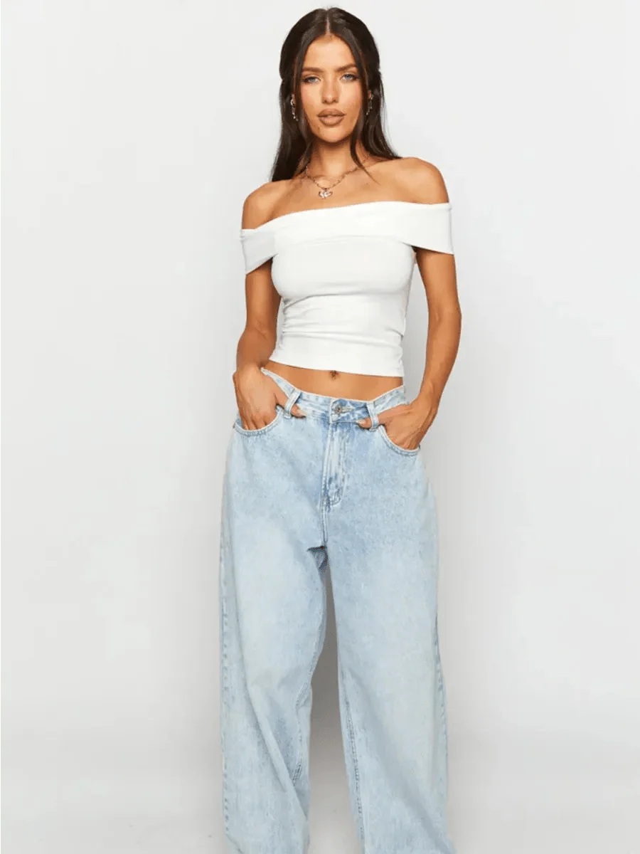 Kristy Tube Top Sexy T-shirt Off-shoulder