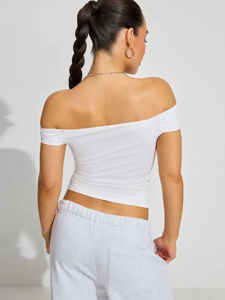 Kristy Tube Top Sexy T-shirt Off-shoulder