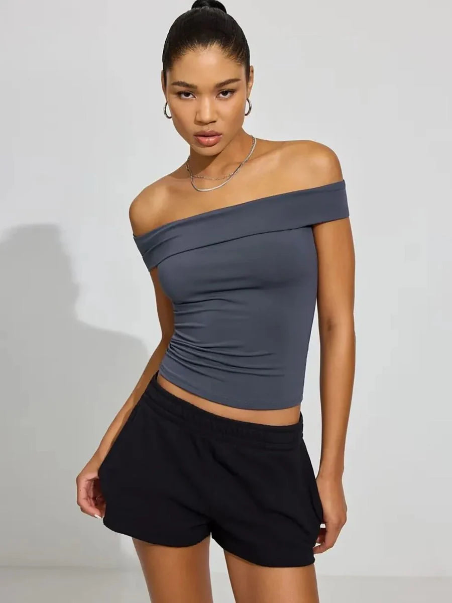 Kristy Tube Top Sexy T-shirt Off-shoulder