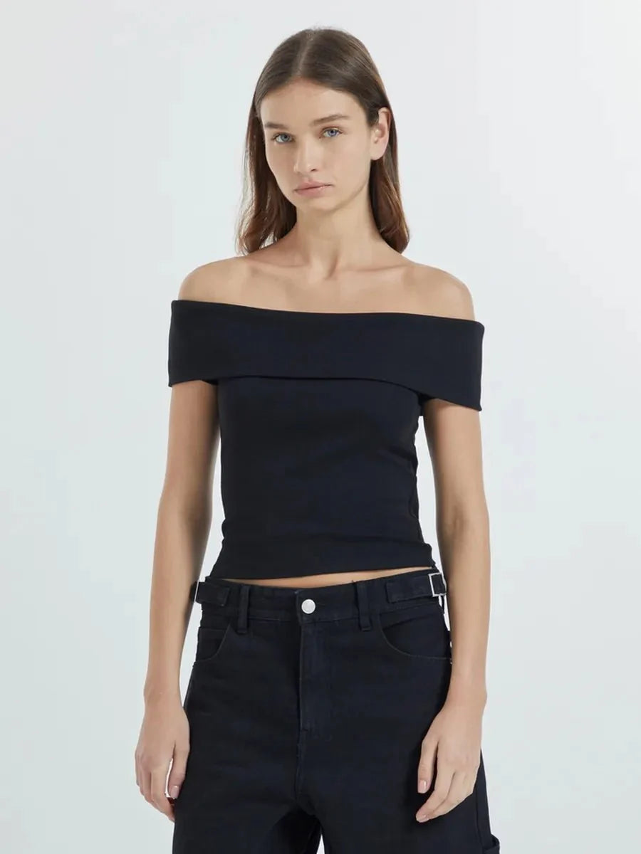 Kristy Tube Top Sexy T-shirt Off-shoulder