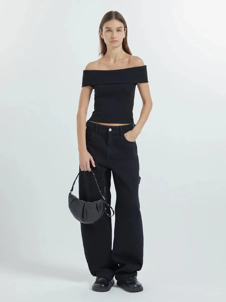 Kristy Tube Top Sexy T-shirt Off-shoulder