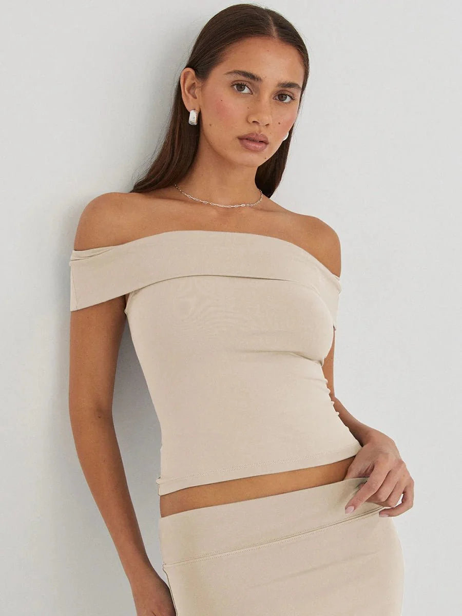 Kristy Tube Top Sexy T-shirt Off-shoulder
