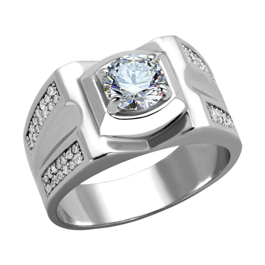 VacationGrabs Men's Rhodium 925 Sterling Silver Ring