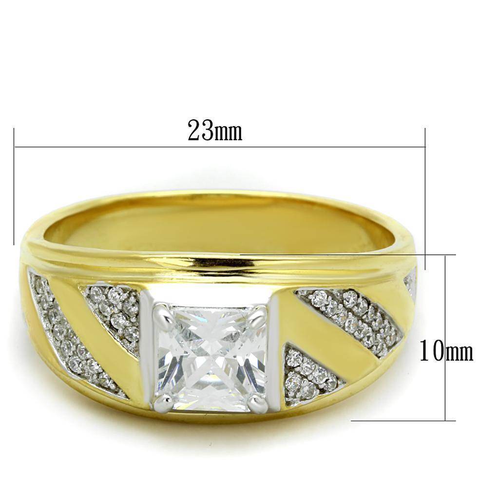 VacationGrabs Men's Gold and Rhodium Sterling Silver Ring