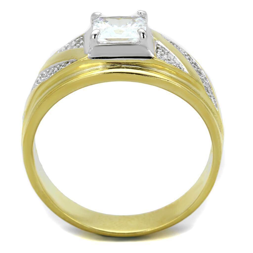 VacationGrabs Men's Gold and Rhodium Sterling Silver Ring