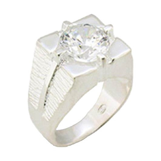 VacationGrabs Men's Sterling Silver Ring with Diamond