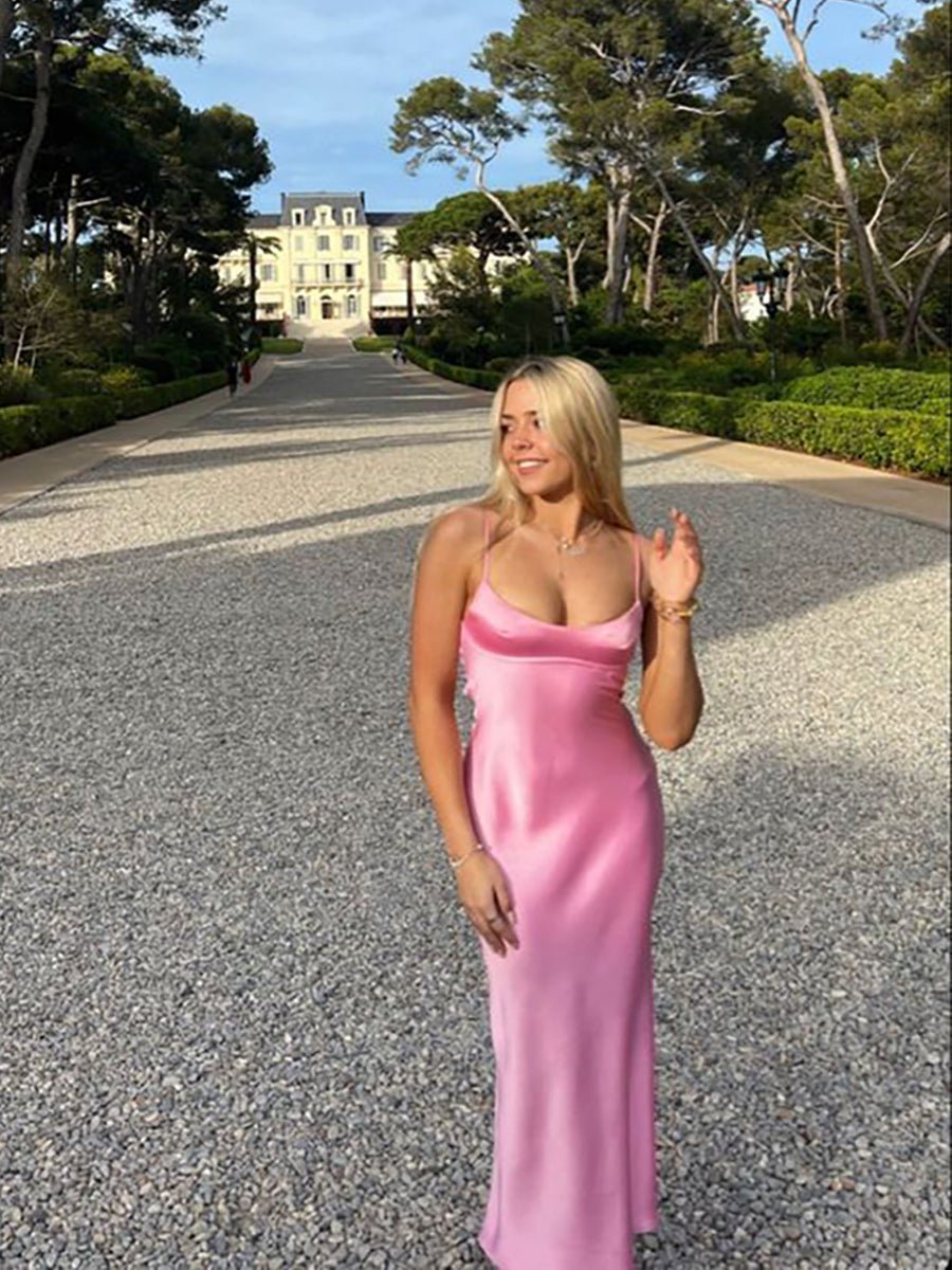 Mian Satin Long Dresses Elegant Sleeveless