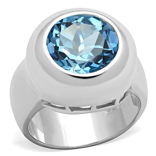 Modern Sterling Silver Cocktail Ring with Blue Gemstone