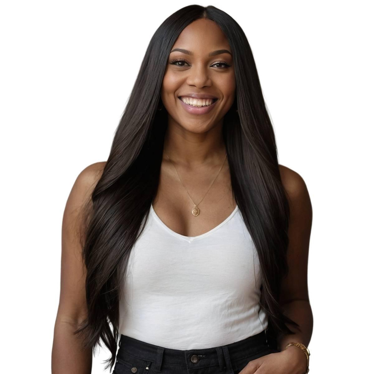 Natural Black Seamless Clip-In 100% Human Hair Extensions