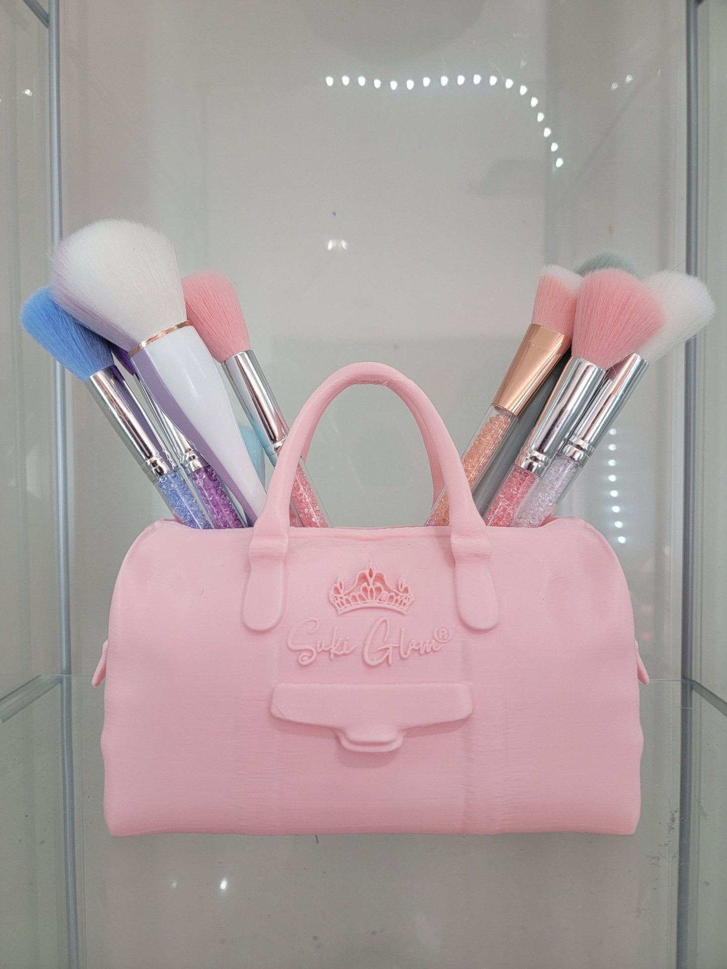 Pretty in Pink Duffel Bag Brush Holder - Ultimate Glam Organizer