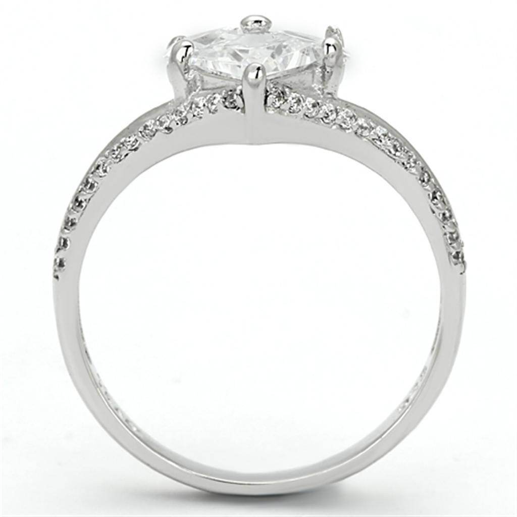 VacationGrabs Rhodium 925 Sterling Silver Ring with Heart Design