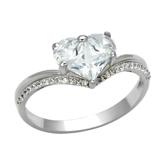 VacationGrabs Rhodium 925 Sterling Silver Ring with Heart Design