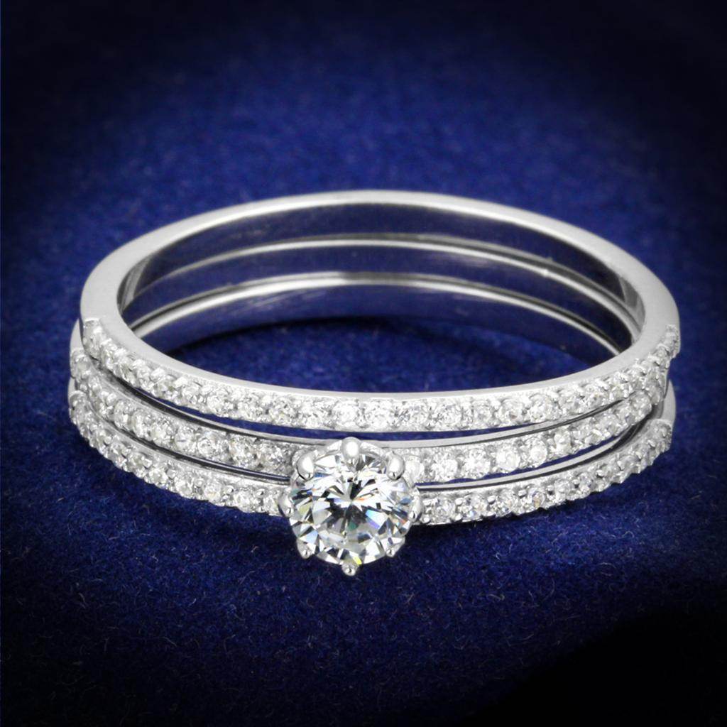 VacationGrabs Rhodium 925 Sterling Silver Ring Set