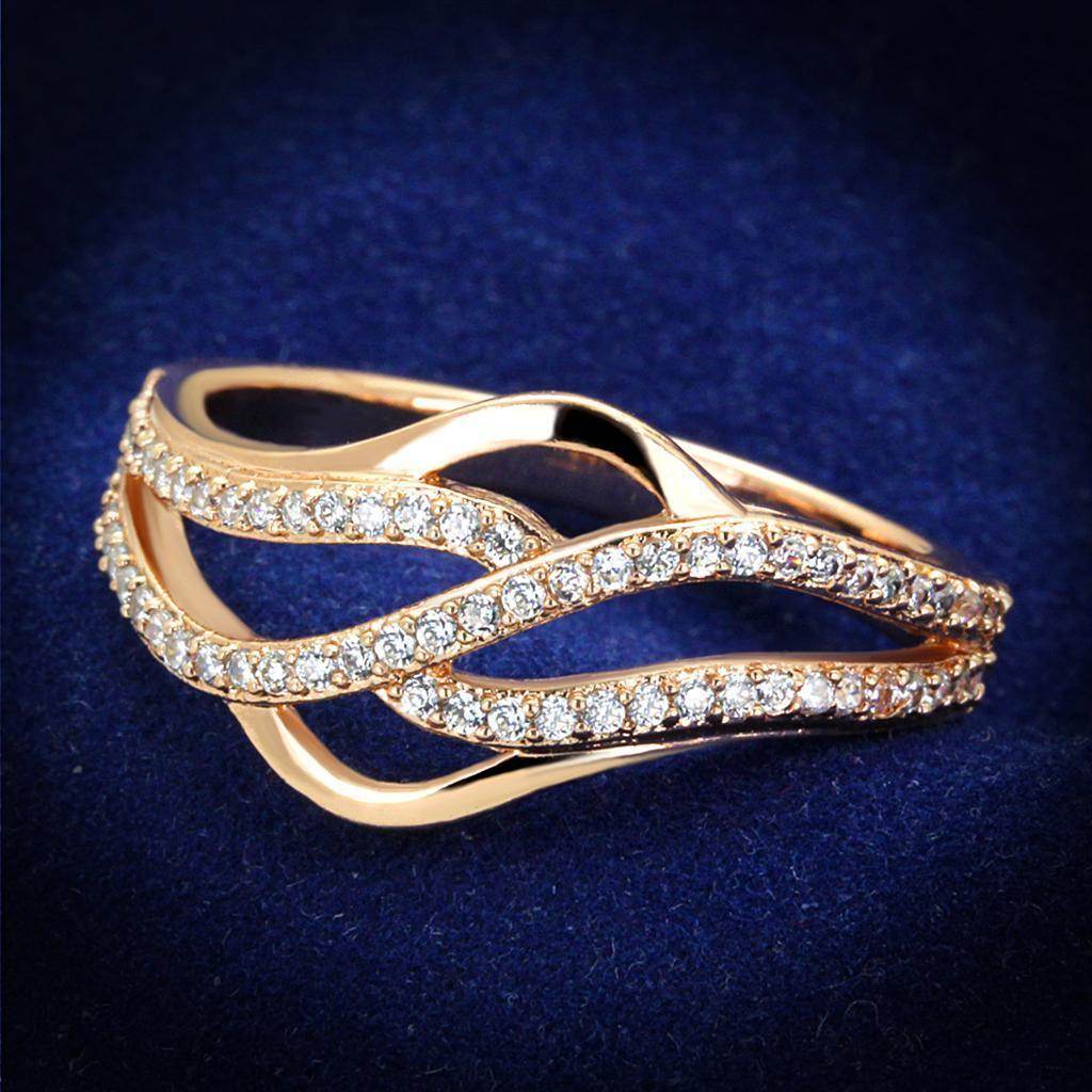 VacationGrabs Rose Gold Sterling Silver Ring with Crystals