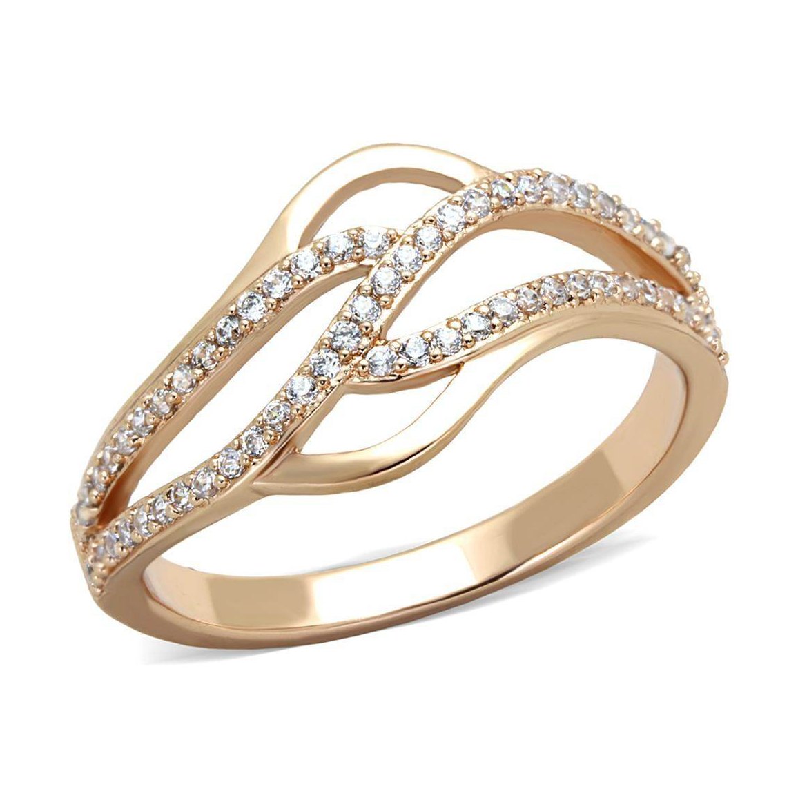 VacationGrabs Rose Gold Sterling Silver Ring with Crystals