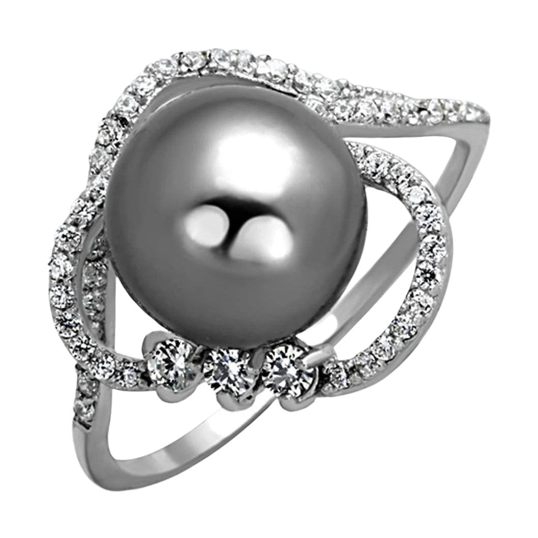 VacationGrabs Sterling Silver Cocktail Ring with Pearl