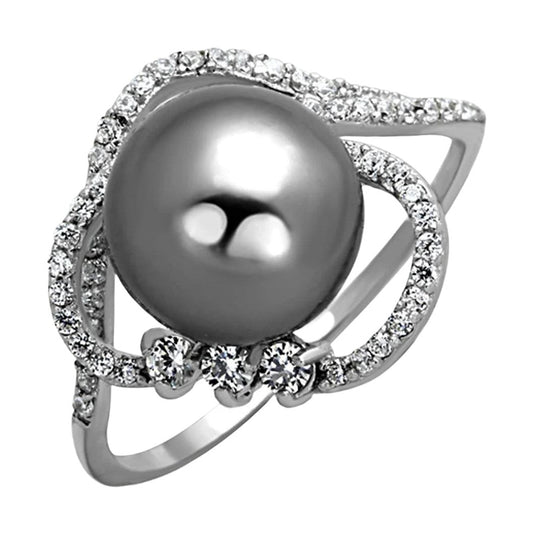 VacationGrabs Sterling Silver Cocktail Ring with Pearl