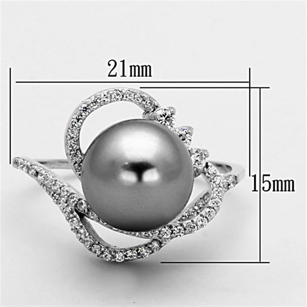 VacationGrabs Sterling Silver Cocktail Ring with Pearl