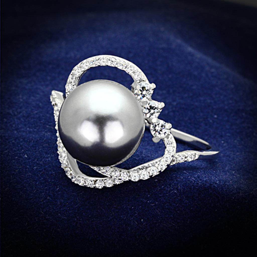 VacationGrabs Sterling Silver Cocktail Ring with Pearl