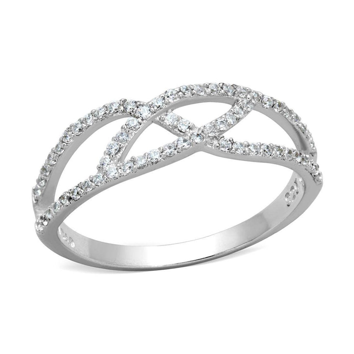 VacationGrabs Sterling Silver Crossover Ring for Women