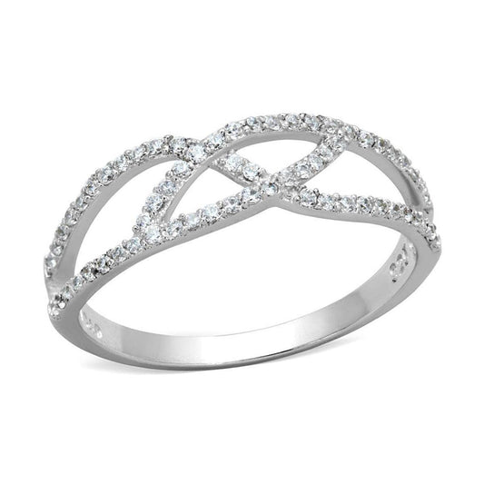 VacationGrabs Sterling Silver Crossover Ring for Women