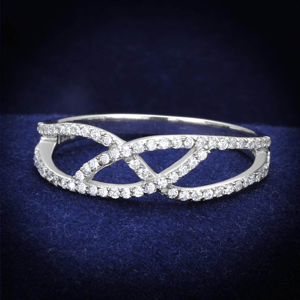 VacationGrabs Sterling Silver Crossover Ring for Women