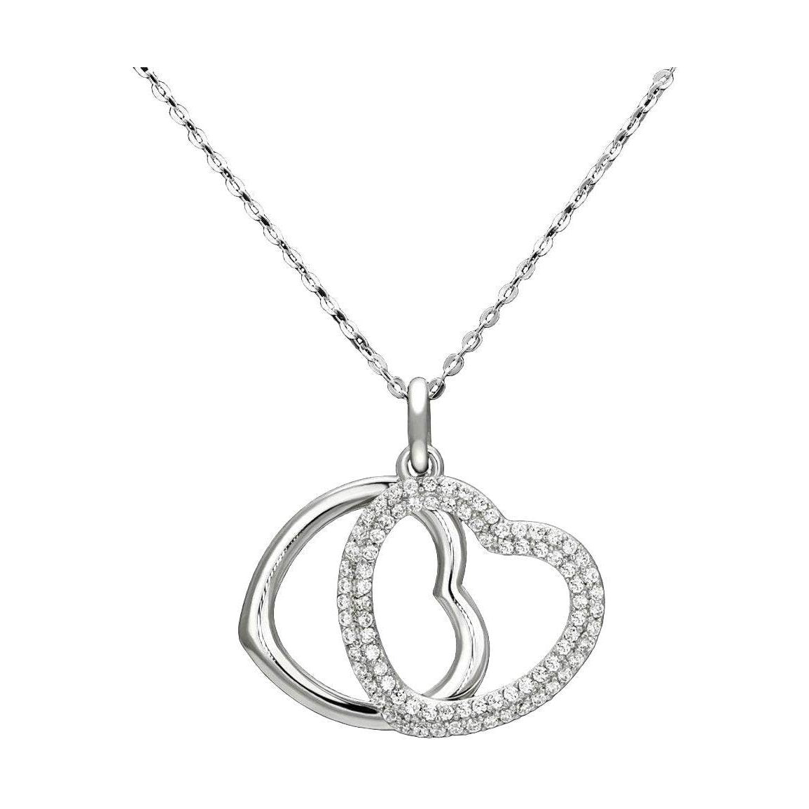 VacationGrabs Sterling Silver Double Heart Pendant