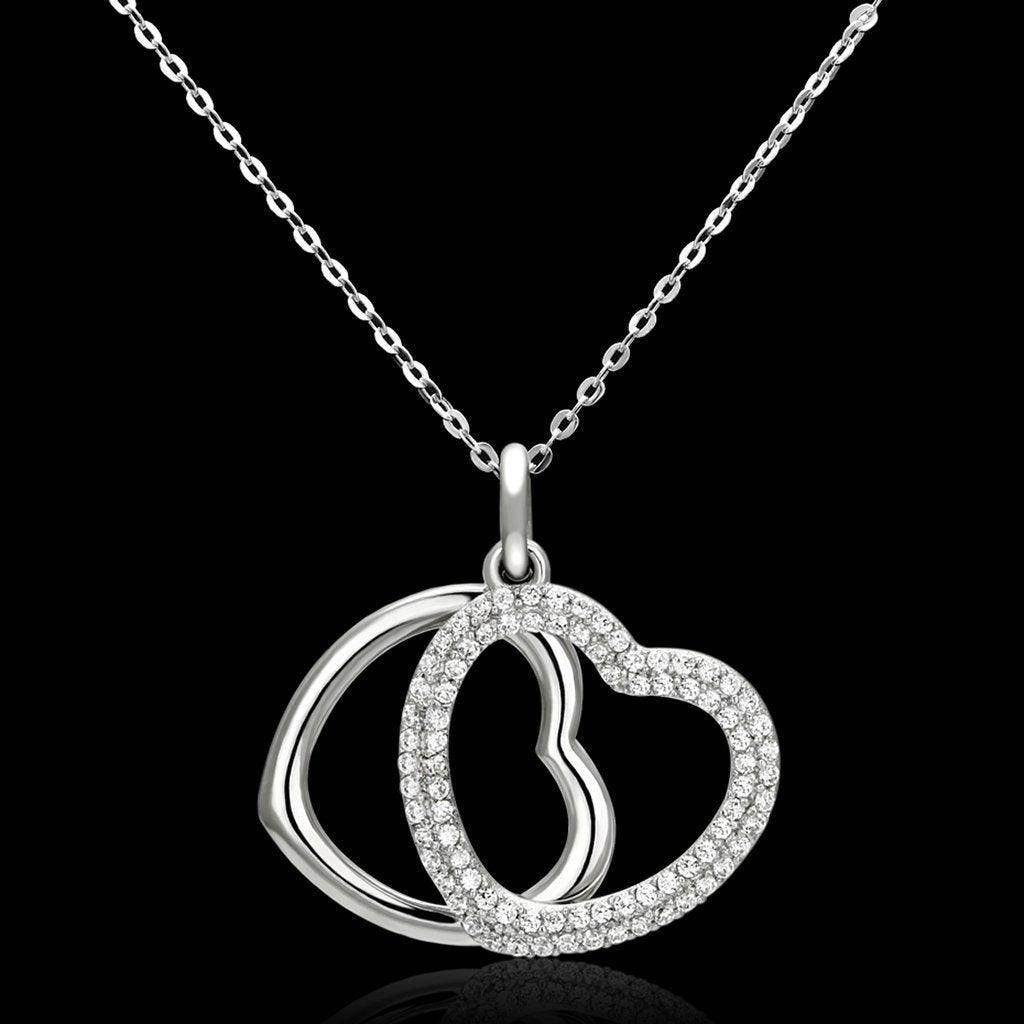 VacationGrabs Sterling Silver Double Heart Pendant