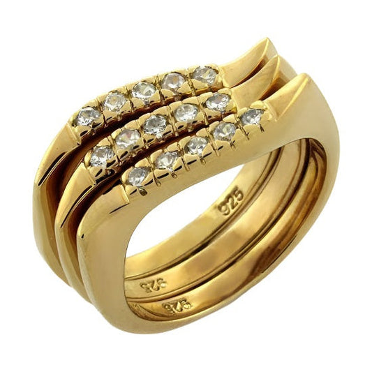 VacationGrabs Sterling Silver Gold Ring with Diamonds
