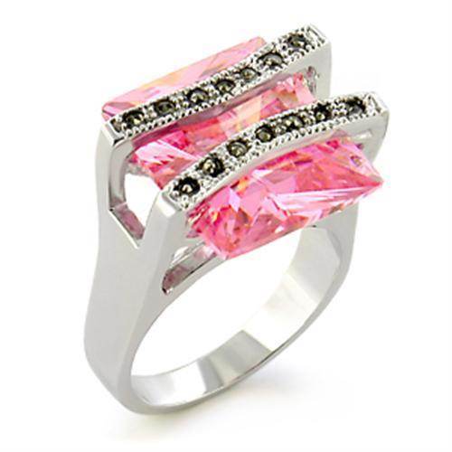 Sterling Silver Vacation Rings for Women with Pink Stones