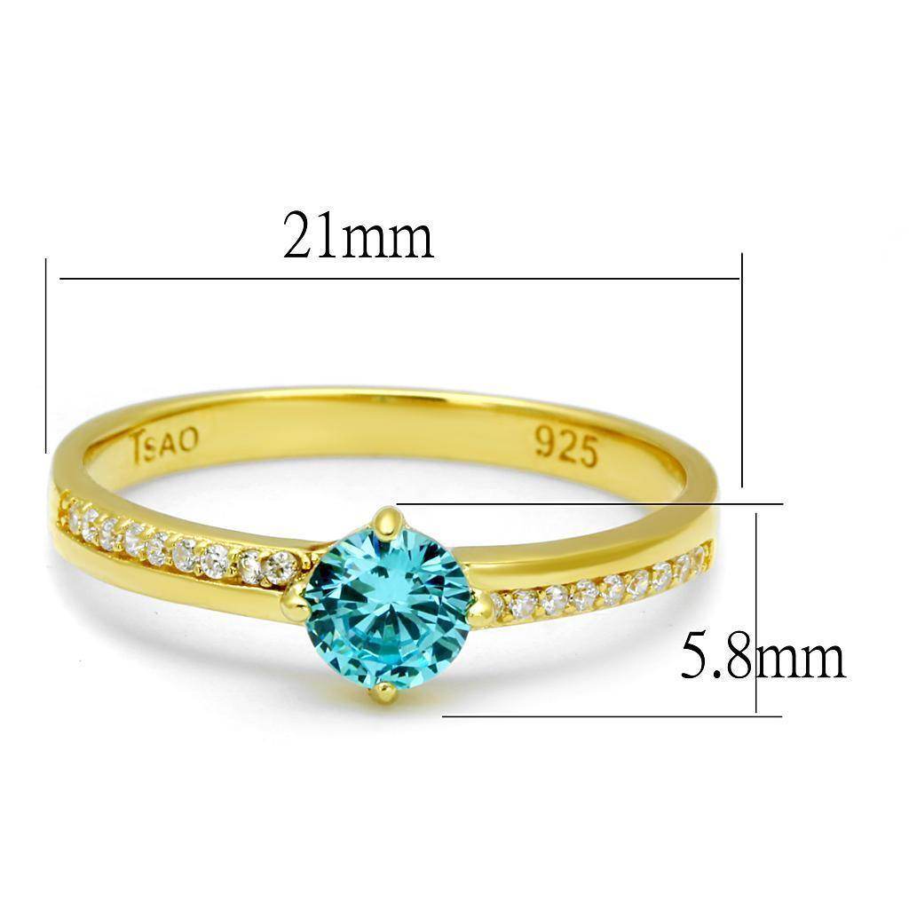 TS561 - Gold 925 Sterling Silver Ring with AAA Grade CZ  in